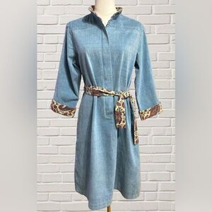 Fred Rothschild Vintage Denim Midi Dress Paisley Belt Timeless Boho Western